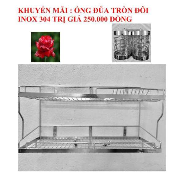 Kệ để chén dĩa 2 tầng treo tường Inox 304 (28*70*2T)