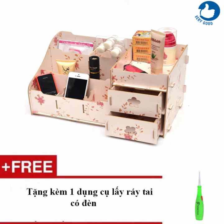 Kệ Để Đồ Trang Điểm Lắp Ghép + Tặng 1 Dụng Cụ Lấy Ray Tai Có Đèn