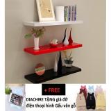 Bộ 3 thanh kệ treo tường 40x15cm (Trắng Đỏ Đen) + TẶNG giá đỡ điện thoại