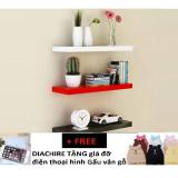 [HCM]Kệ gỗ treo tường Diachire 3 thanh ngang 60cm (Trắng - Đỏ - Đen) + TẶNG giá đỡ điện thoại hình Gấu