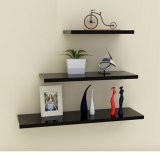 Kệ gỗ treo tường Diachire bộ 3 thanh ngang (Đen) sâu 15cm có bảo hành nước sơn