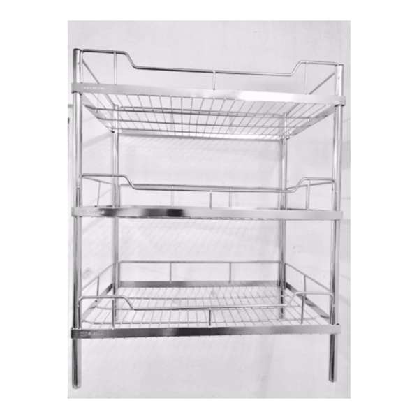 Kệ inox 304 úp chén dĩa 3 tầng (30x50)