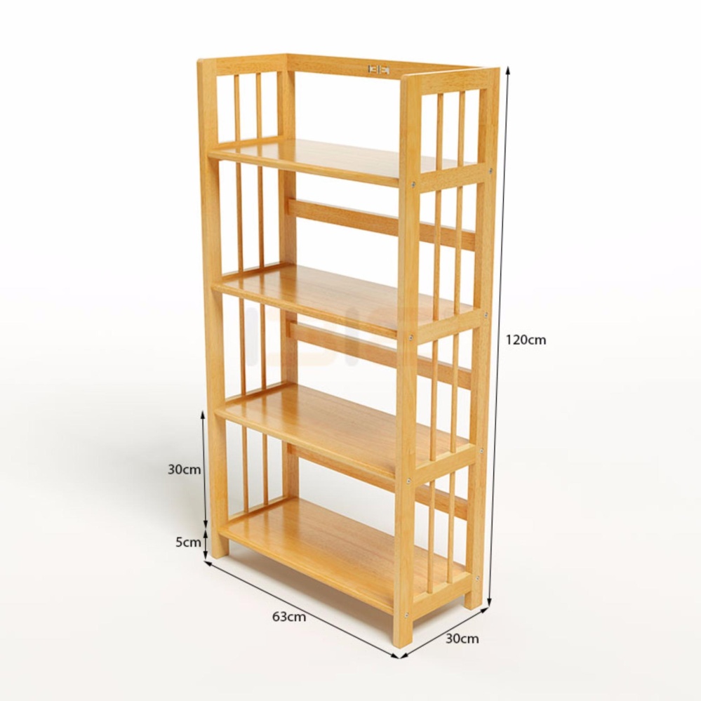 Kệ Sách Gỗ Cao Su 4 Tầng Rộng 60cm