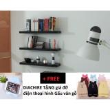 [HCM]Kệ treo tường DIACHIRE gỗ Xanh chống ẩm bộ 3 thanh 60cm nhỏ gọn (Đen) + TẶNG giá đỡ điện thoại ipad hình thú