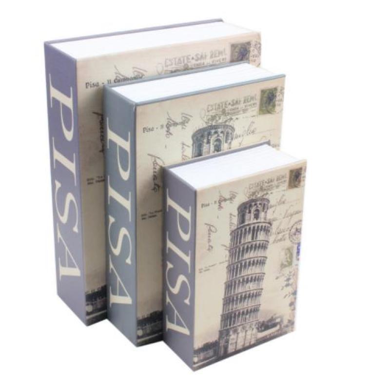 Két sắt mini giả sách Size Lớn - Khóa số - Tháp nghiêng PISA
