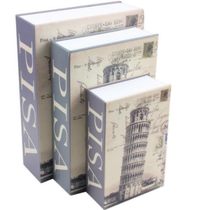 Két sắt mini giả sách Size Lớn - Tháp Nghiêng PISA - Khóa số