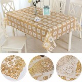 Khăn Trải Bàn Ăn Nhũ Vàng-Trắng 1m4x2m2 Chống Thấm Sang Trọng