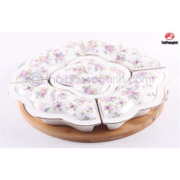 Khay sứ đựng mứt Tết 5 ngăn Royal Houseware H810W 392