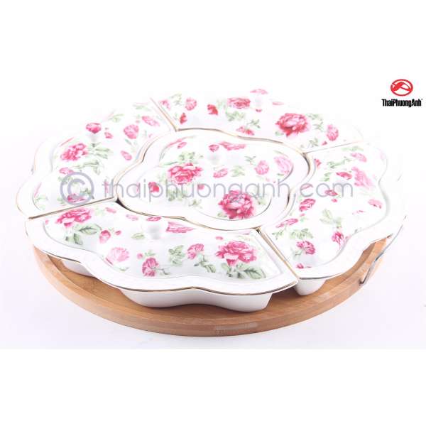 Khay sứ đựng mứt Tết 5 ngăn Royal Houseware H810W M19