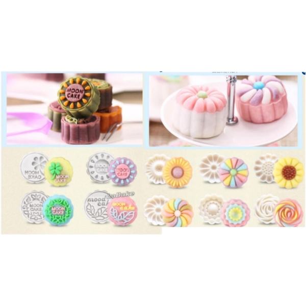 Combo 2 bộ Khuôn bánh trung thu 50g 3D MOONCAKE