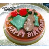 Khuôn rau cau nhựa happy birthday hình cây đàn 30cm