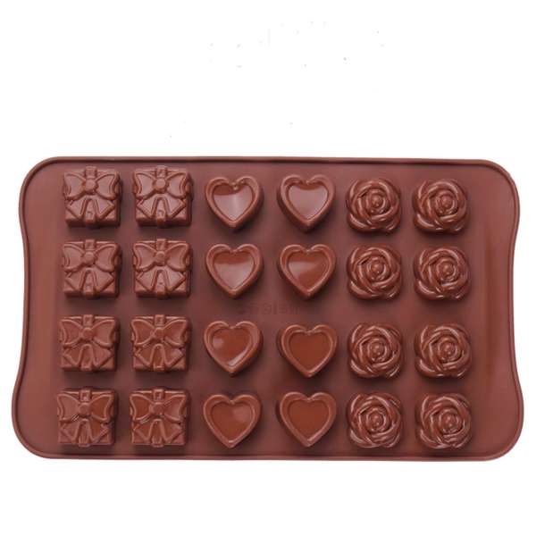 Khuôn silicon làm socola thạch kẹo 24 viên hình hoa tim quà tặng