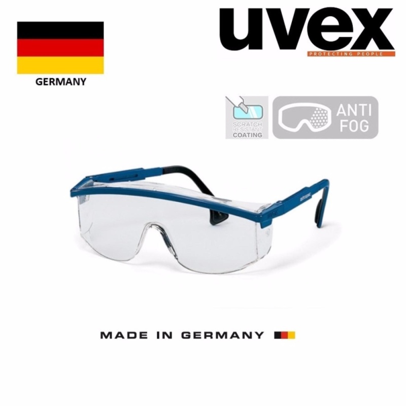 Kính bảo hộ cao cấp 9168-265 - màu trắng, gọng xanh - Made in Germany