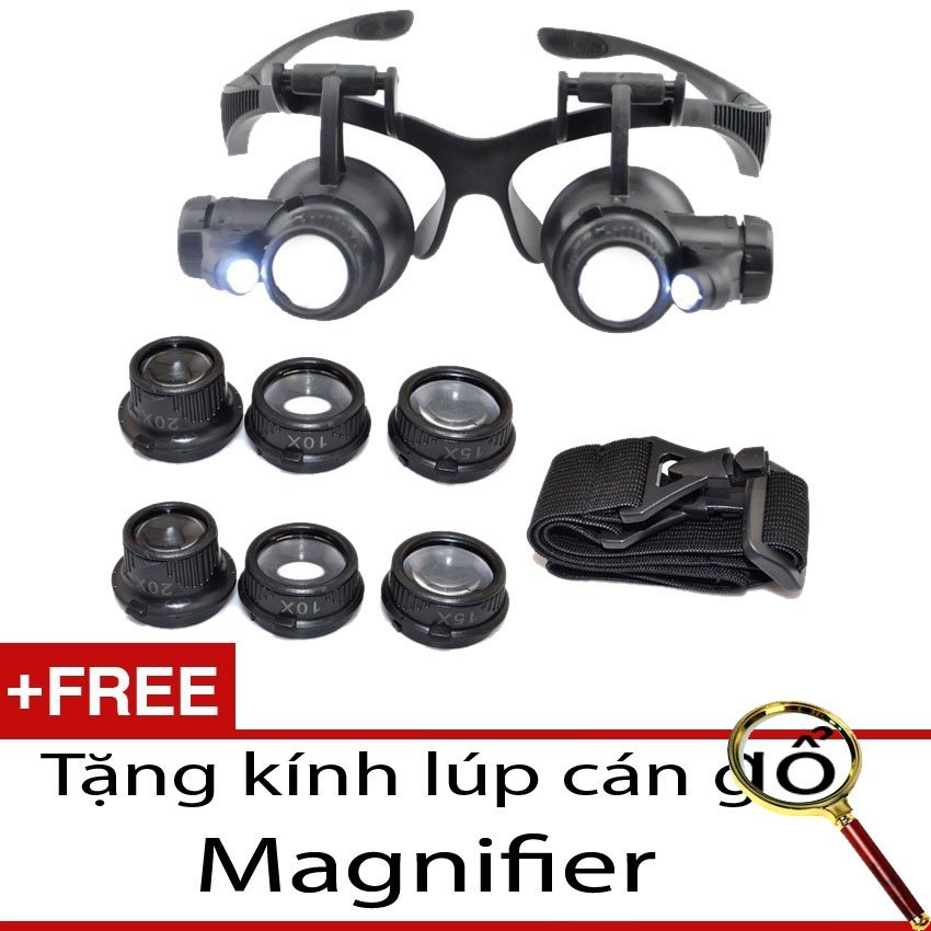 Kính lúp sửa chữa kính zoom 10x 15x 20x 25x,xem vật 0.5mm đến 1.5mm + tặng 1 kính lúp magnifier