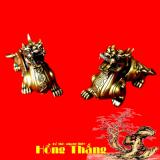Tượng Kỳ hưu đẹp - Bằng đồng thau nặng 600g dài 10cm còn gọi là tỳ hưu linh vật phong thủy hút tiền vàng tài lộc