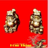 Tượng Kỳ lân tiền vàng - Chất liệu đồng thau 10cm (linh vật phong thuỷ trấn trạch mang lại bình an cho gia chủ)