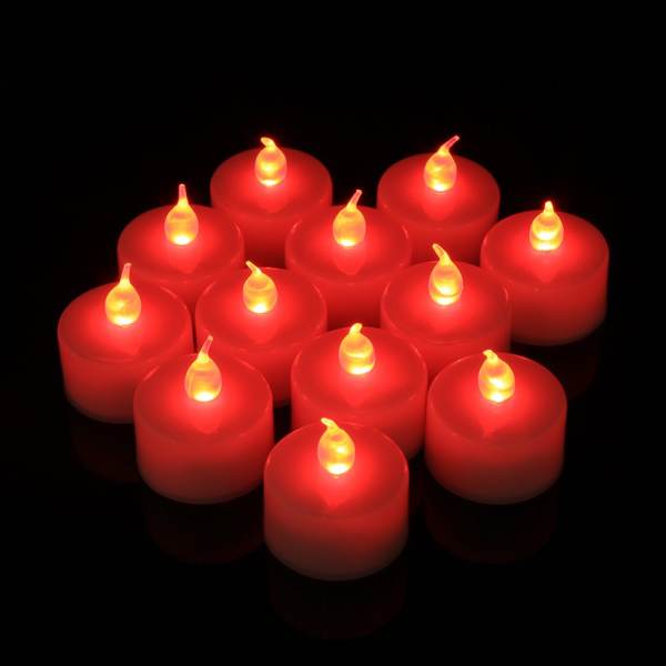 epayst LED Flicker Flashing Flameless Tea Light Tealight Electronic Candle Party Supply Red