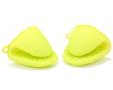 Leegoal Xanh Huỳnh Quang Silicone Nồi Lò Nướng Mini Mitt Nấu Kẹp Tay Cầm Chịu Nhiệt-1 Đôi (2 cái) -quốc tế