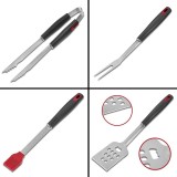 LUOWAN Grill Set - 4-Piece BBQ Tools - Heavy Duty Stainless-Steel Barbecue Grilling Utensils - Premium Grilling Accessories for Barbecue - Spatula, Tongs, Fork, and Basting Brush - intl