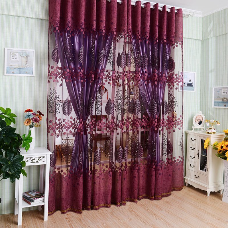 【Crystalawaking】Luxurious Upscale Jacquard Yarn Curtains dark purple (Intl)