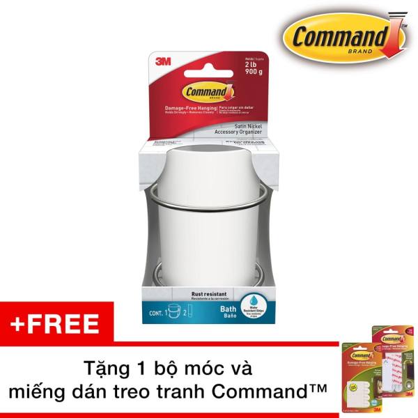 Ly đựng vật dụng nhà tắm mạ niken mờ Command Bath38 loại 900g TẶNG 1 bộ móc và miếng dán treo tranh Command™