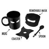 Ly sứ Ninja (Black mug with samurai spoon and ninja star coaster)