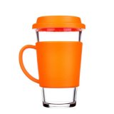 Ly thủy tinh tay cầm silicol 380ml glasslock rc-107 - cam