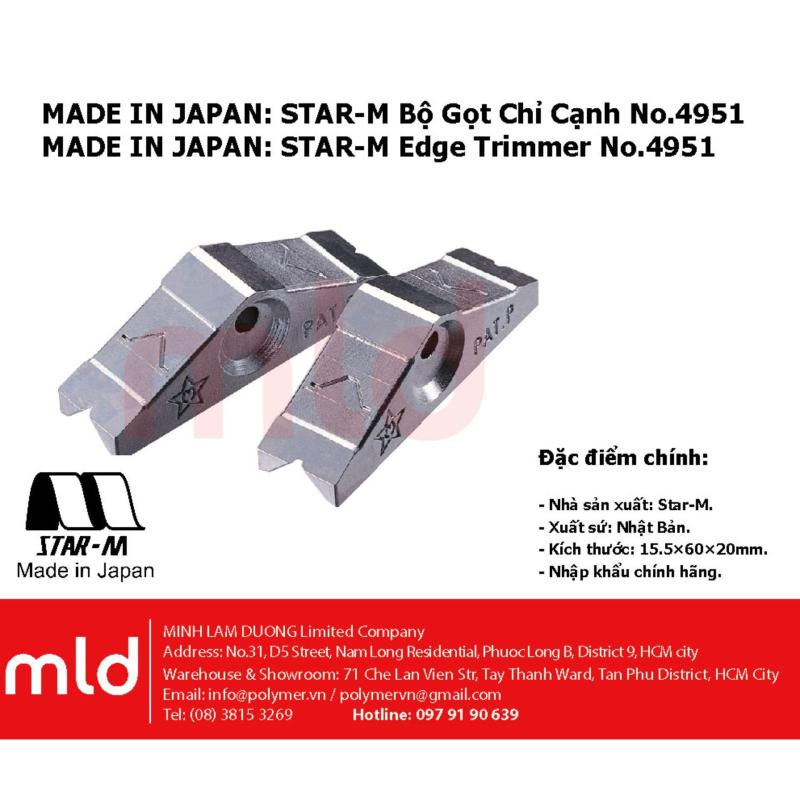 Made In Japan: Bộ gọt chỉ dán cạnh, Edge trimmer, Diamond type, Square cut, Star M No.4951-K