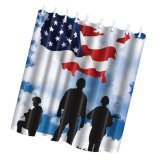 MagiDeal American USA Flag Patriotism Soldier Painted Polyester Bath Shower Curtain - intl