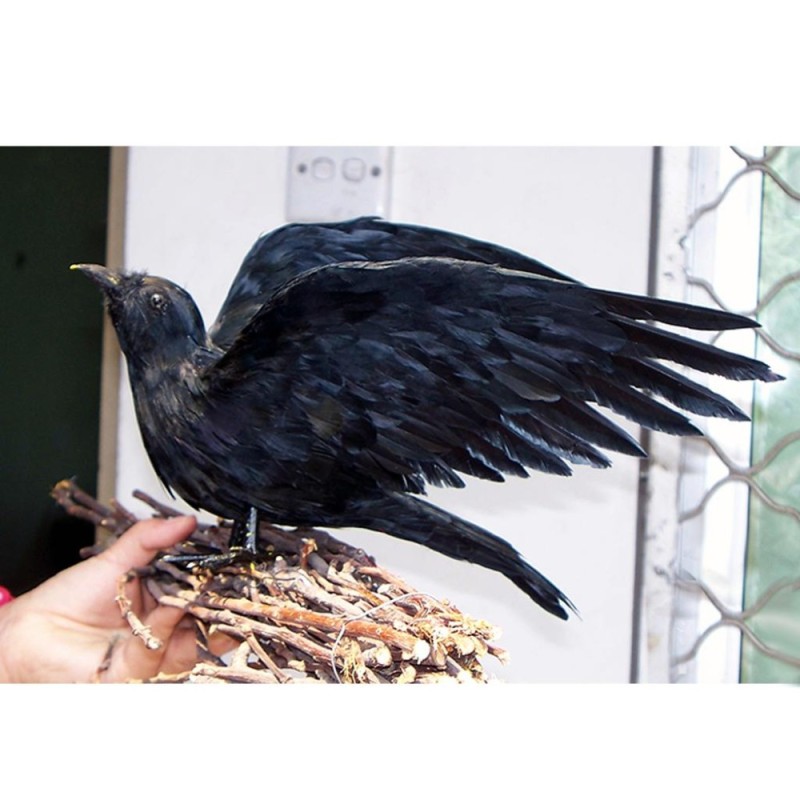 MagiDeal Nhân Tạo Lông Động Vật Vườn Chim Hình Trang Trí Con Quạ Bay-quốc tế