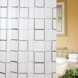 Makiyo 180x200cm Simple Grid Waterproof Bathroom Shower Curtain with Hooks 2# - intl