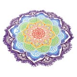 Mandala Round Flowers Tapestry Wall Hanging Beach Throw Towel Picnic Blanket Mat Purple - intl