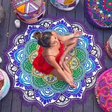 Mandala Round Flowers Tapestry Wall Hanging Beach Throw Towel Picnic Blanket Mat Purple - intl