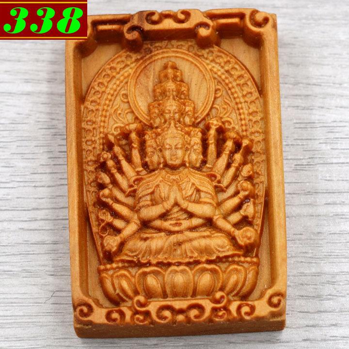 Mặt gỗ hoàng đàn Quan âm nghìn tay nghìn mắt, mặt dây chuyền Phật Quán thế âm thiên thủ thiên nhãn