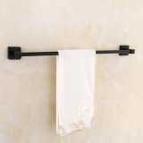 Matt Black Square Towel Rack Rail Tissue Roll Toilet Brush Holder Robe Hook NEW - intl