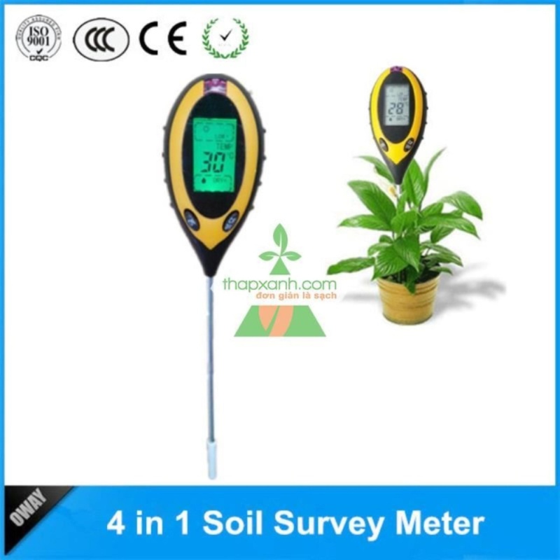 Máy đo, dụng cụ đo độ PH đất 4 trong 1 tự động (PH, độ ẩm, nhiệt độ, ánh sáng)
