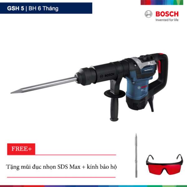 Máy đục Bosch GSH 5 Tặng 1 mũi đục nhọn SDS Max + kính bảo hộ