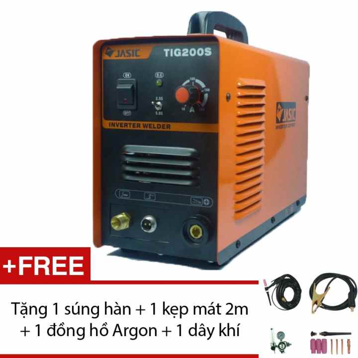 Máy hàn điện tử Jasic TIG-200S + Tặng 1 súng hàn + 1 kẹp mát 2 m + 1 đồng hồ Argon + 1 dây khí