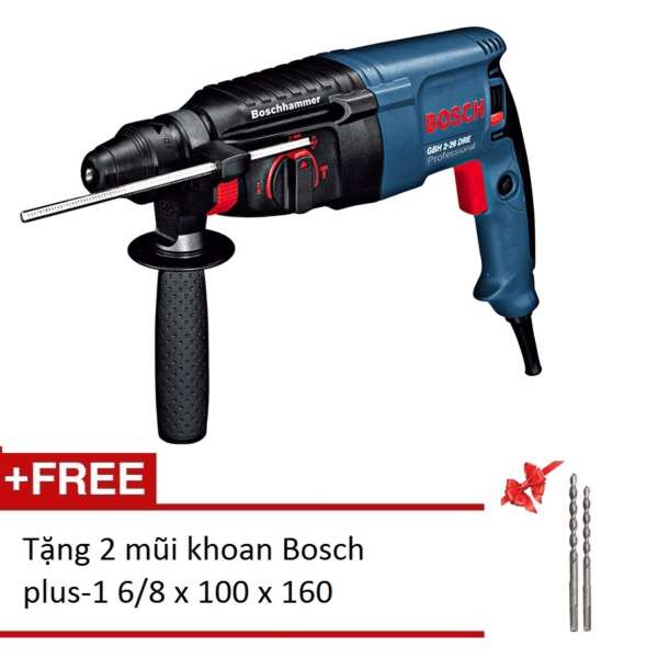 Máy khoan búa Bosch GBH 2-26 DRE Professional (Xanh) + Tặng 2 mũi khoan Bosch plus-1