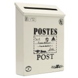 Hộp Thư Thiếc Có Khóa Treo Tường Vintage Hộp Thư Bưu Tín Chuồn Thấm Nước Mới màu trắng kem- quốc tế
