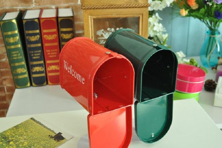 Mini Creativity Rustic Retro Manual Tin Plate Iron Metal Mailbox Newspaper Letter Box Mail Box Post Box Decoration - intl