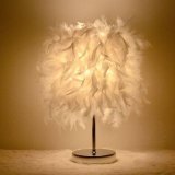Modern Feather Shade Table Desk Lamp Light Lighting LED Bedroom Office Decor