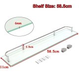 Modern Glass Corner Holder Rectangle Shelf Wall Mounted Bathroom Shower Storage (58.5cm) - intl