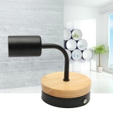 Modern Industrial White Black Wall Lamp Light Wood Base Cafe Sconce Home Decor - intl