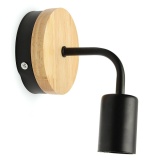 Modern Industrial White Black Wall Lamp Light Wood Base Cafe Sconce Home Decor - intl