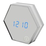 Multifunction Electronic Alarm Clock Portable Hexagon Digital Mirror Alarm Clock Rechargeable Touch Led Night Light Wall Lamp Display Time Temperature for Desk Living Room Children Adult Bedroom Silver - intl