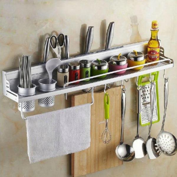 Multifunctional 60cm Space Aluminum Kitchen Wall Mounted Storage Rack (have Fence) (Intl) by LuckyG - intl