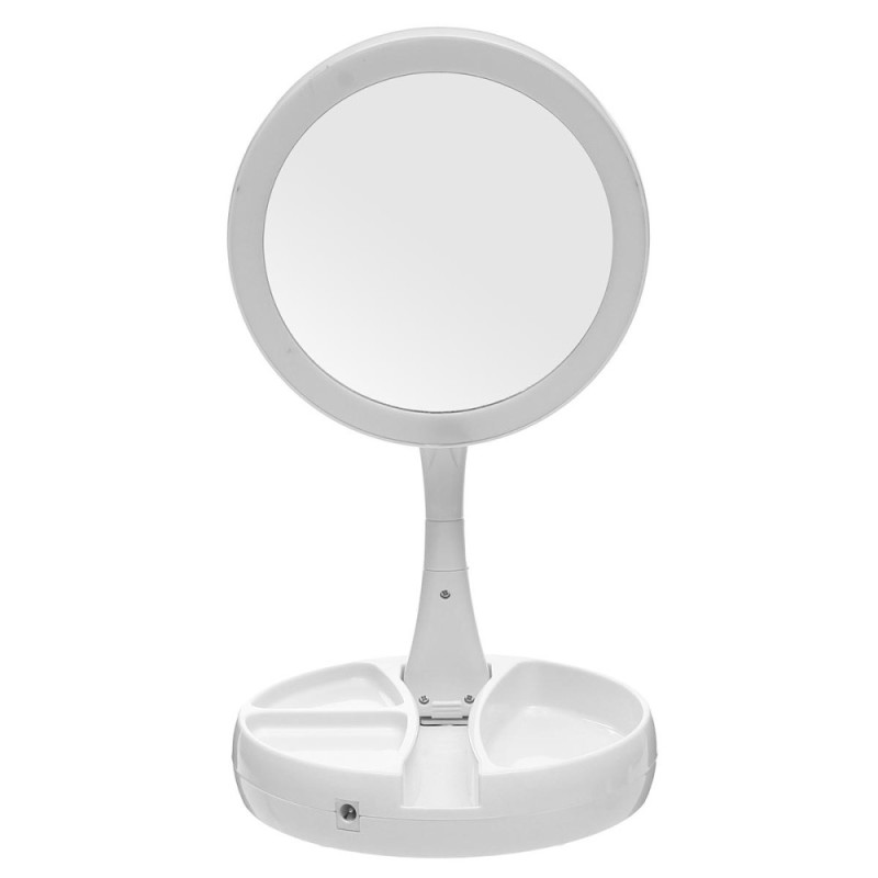 Tôi Gấp Gọn Cất Đi Gương ĐÈN LED-chiếu sáng 2 Mặt 10x độ phóng đại Gương Trang Điểm-quốc tế