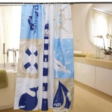 Nautical Theme Waterproof Fabric Bathroom Shower Curtain Sheer Panel + 12 Hooks - intl