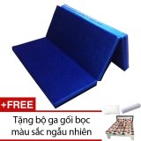 Nệm gòn mousse gấp 3 Ngọc Hân NGM1602 + Tặng 1 bộ ga cotton cùng size + 1 gối nằm + 1 gối ôm màu sắc ngẫu nhiên